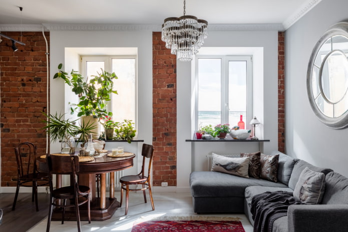 Estilo escandinavo em um apartamento de três cômodos