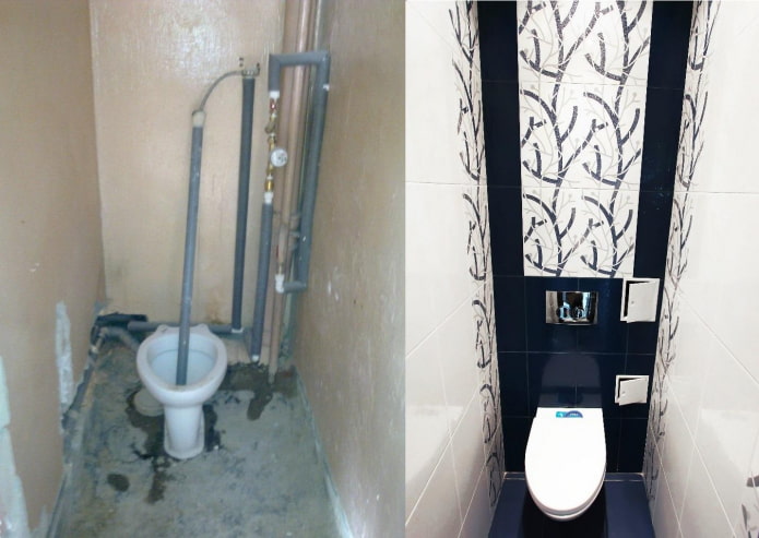 Foto antes e depois da reforma do banheiro