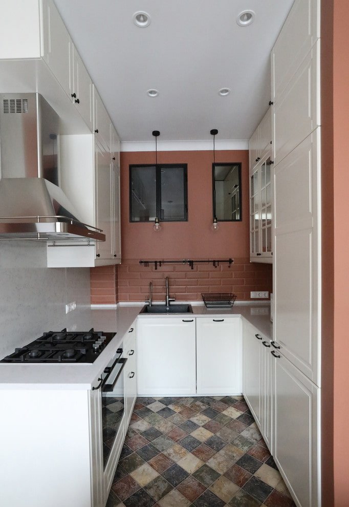 layout de cozinha estreita