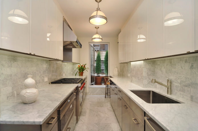 decoração de cozinha estreita