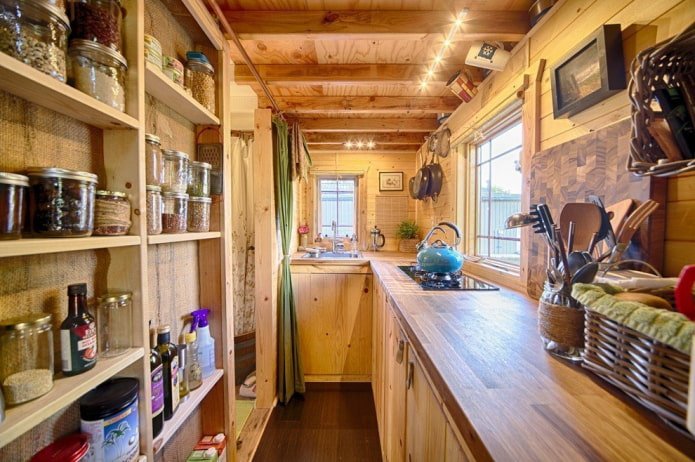 design de interiores de cozinha estreita