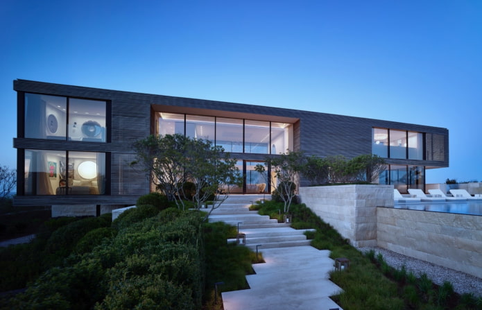 casa com telhado plano no estilo high-tech