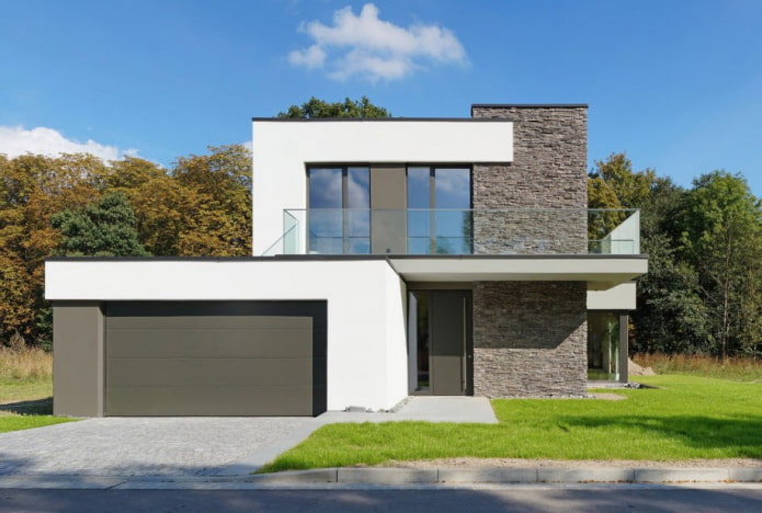 casa com telhado plano no estilo high-tech