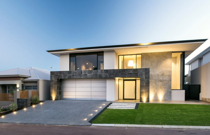 casa com telhado plano no estilo high-tech