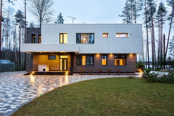 casa com telhado plano no estilo high-tech