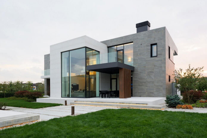 casa com telhado plano no estilo high-tech