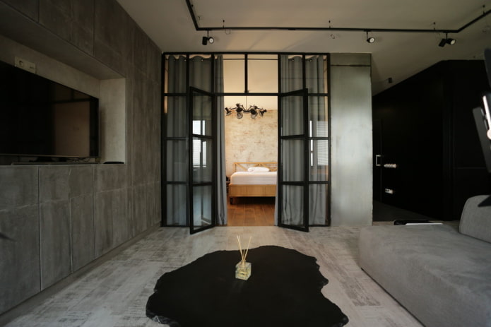 portas de vidro no interior em estilo loft