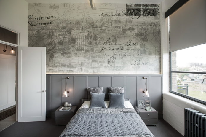 portas no interior do quarto em estilo loft