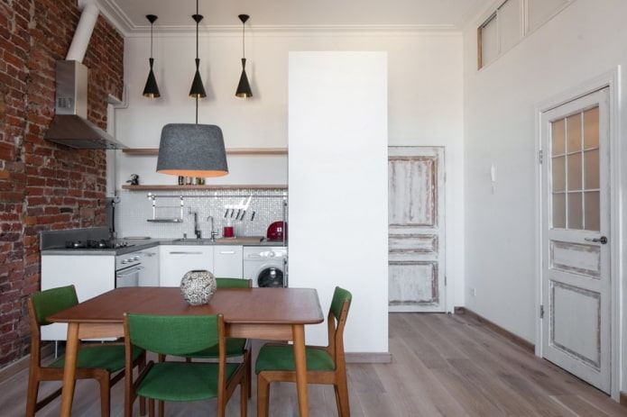 portas internas na cozinha em estilo loft