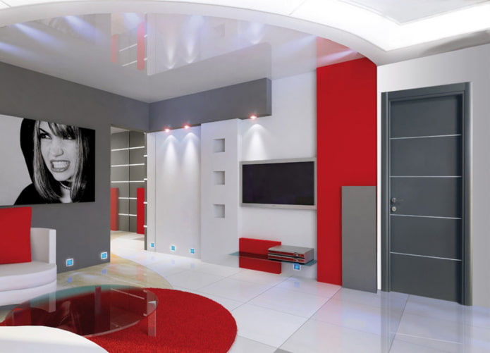 portas no interior da sala de estar em estilo alta tecnologia
