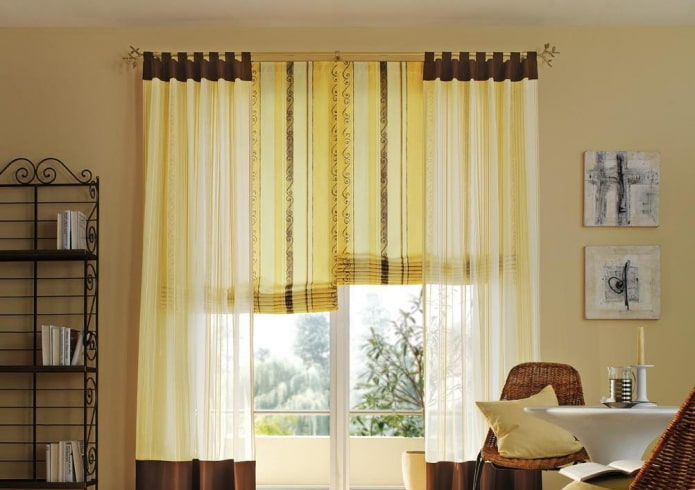 cortinas combinadas em laçadas