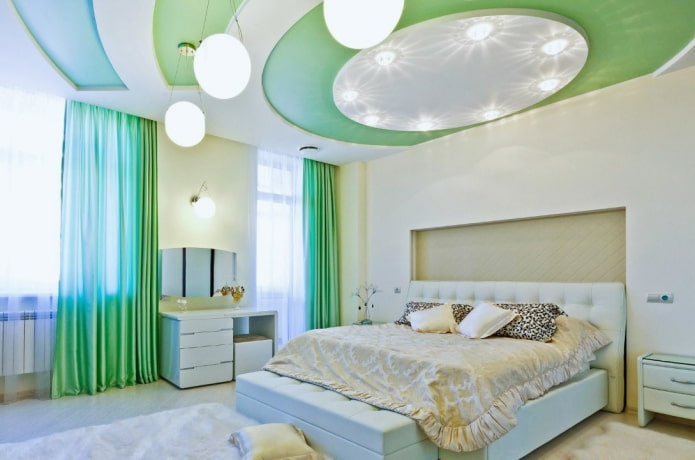teto tenso de duas cores no quarto