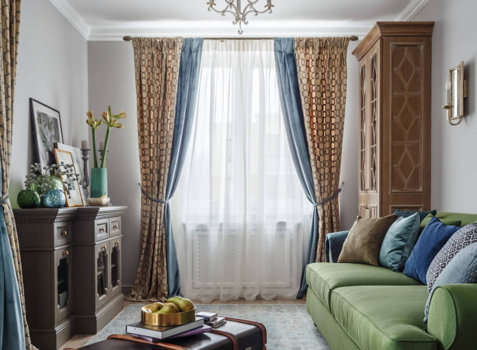 cortinas de duas cores com padrões