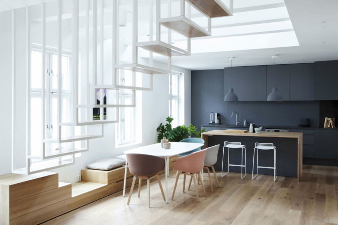 interior de um apartamento de dois andares em estilo minimalista