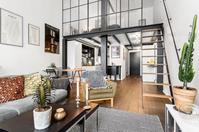 design de interiores de um estúdio de dois andares