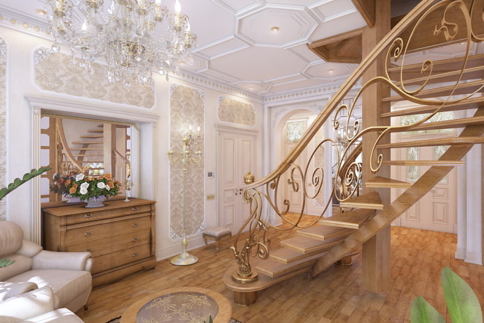 interior de um apartamento de dois andares em estilo clássico