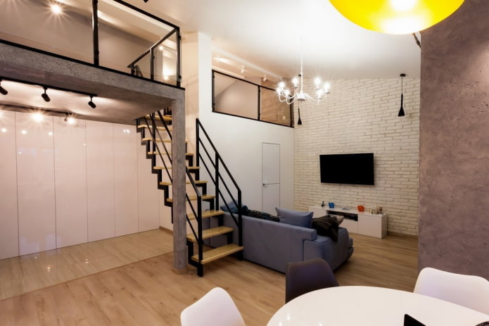 design de interiores de um estúdio de dois andares