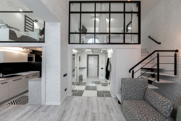 design de interiores de um estúdio de dois andares