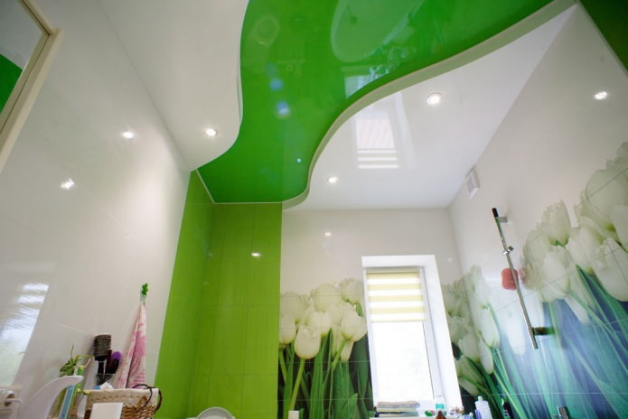 teto tenso de dois níveis branco e verde