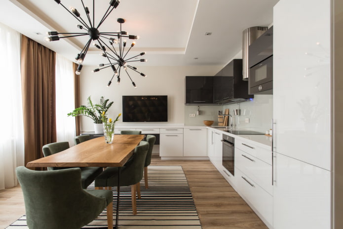 design fosco de dois níveis na cozinha