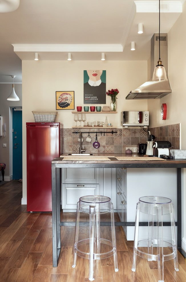 design de canto em dois níveis na cozinha