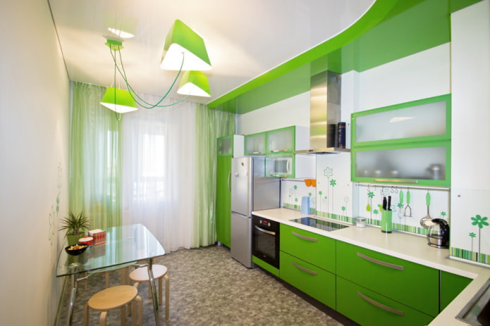 design brilhante de dois níveis na cozinha
