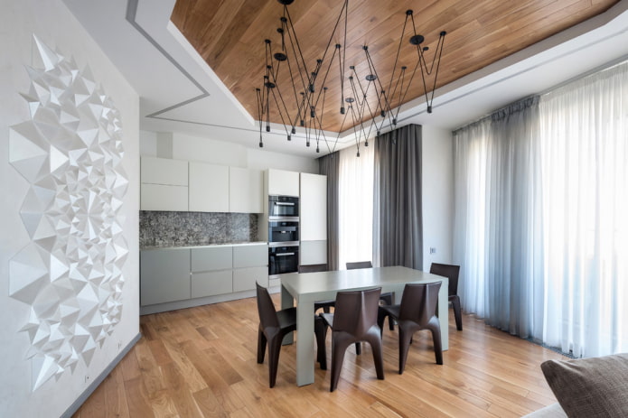 design combinado de dois níveis na cozinha
