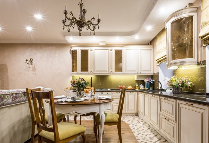 design de canto em dois níveis na cozinha