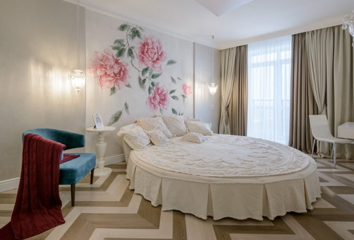 cama oval de casal no interior