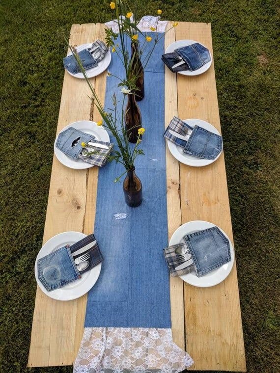 Arranjo de mesa jeans