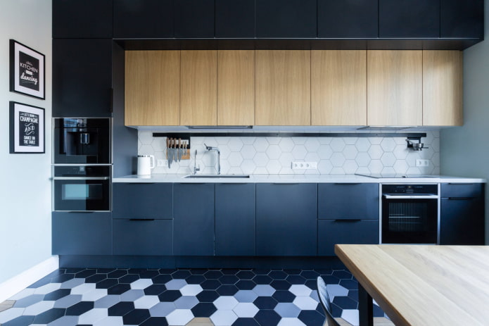 conjunto de cozinha de três níveis