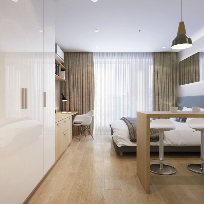 quarto em um apartamento de dois cômodos em estilo europeu