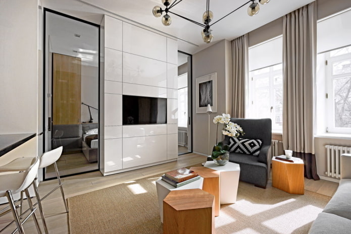 quarto em um apartamento de dois cômodos em estilo europeu apartamento