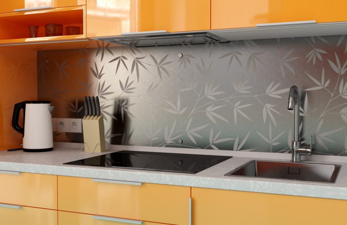 metal na decoração do avental de cozinha