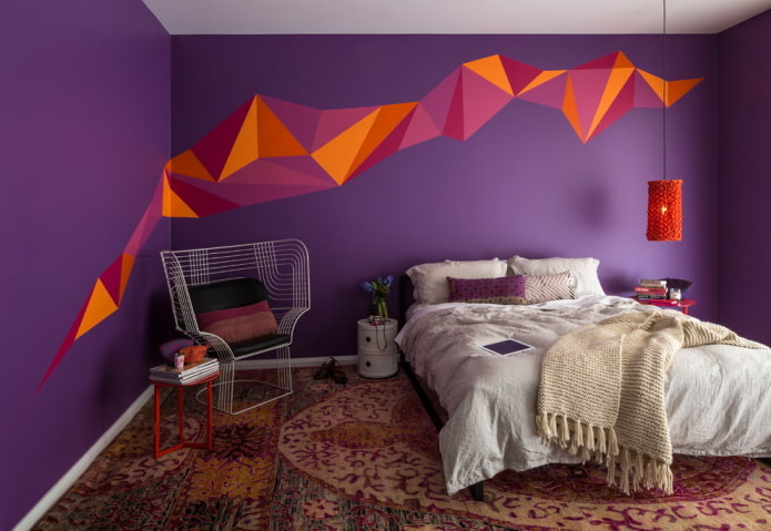 decoração de quarto roxa