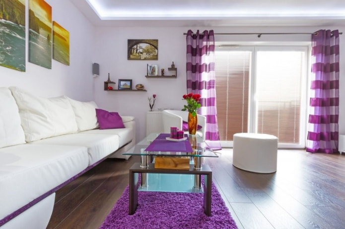 cortinas listradas roxas