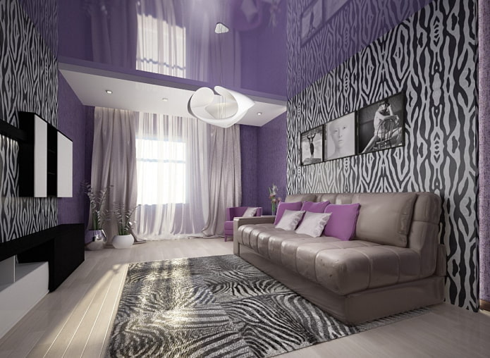 teto roxo de dois níveis no interior