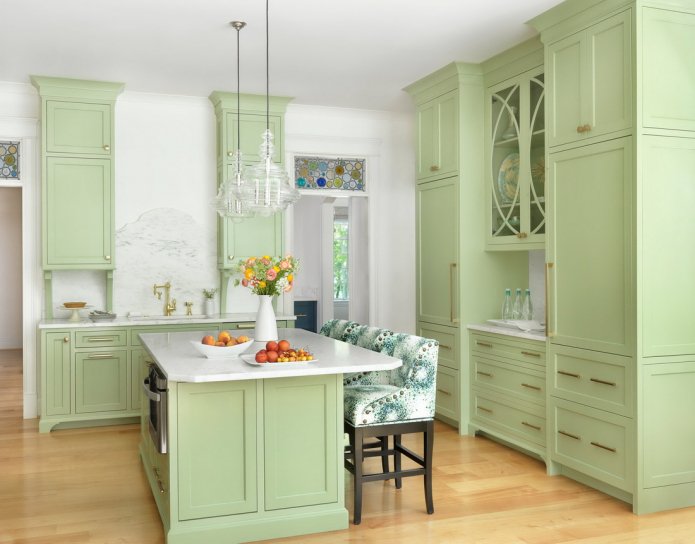 conjunto de cozinha verde claro