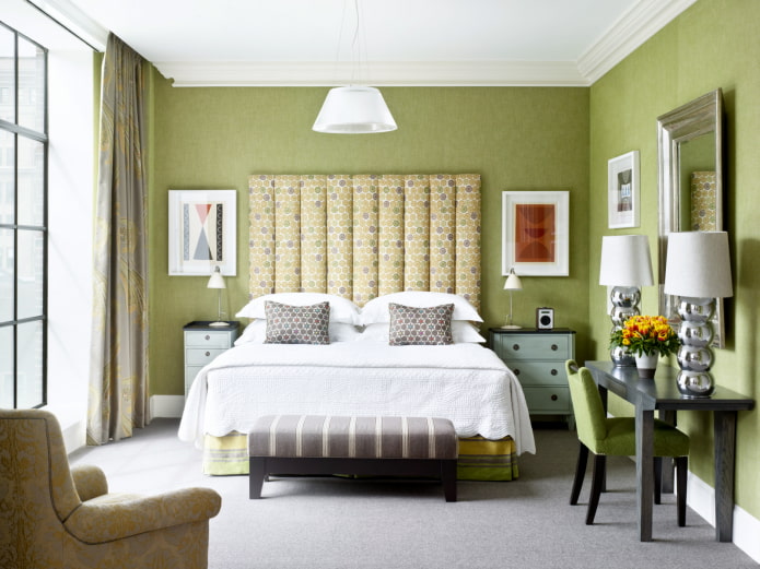 quarto em tons de verde