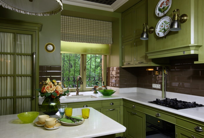 conjunto de cozinha verde