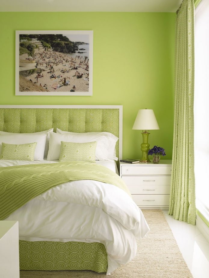 quarto em tons de verde