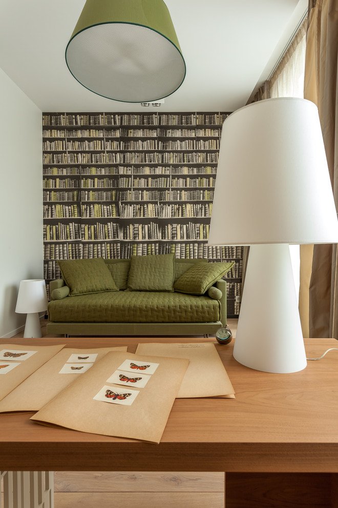 Papel de parede fotográfico decorativo expansivo com a imagem de estantes