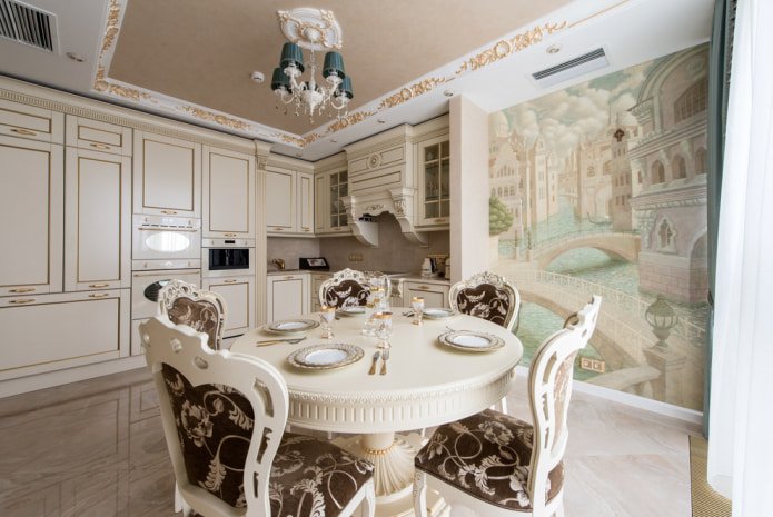 decoração de estuque no teto da cozinha