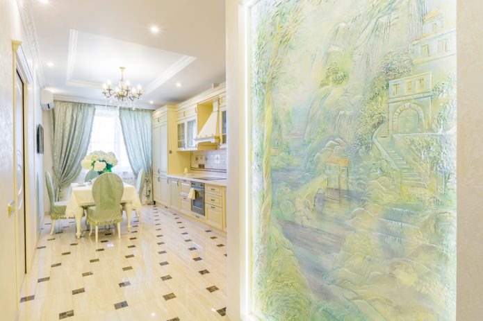 afresco sobre gesso em tons pastel