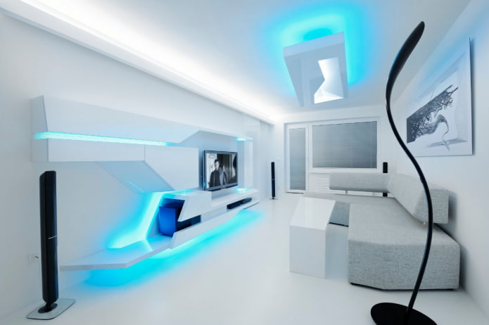 iluminação de fundo azul no interior