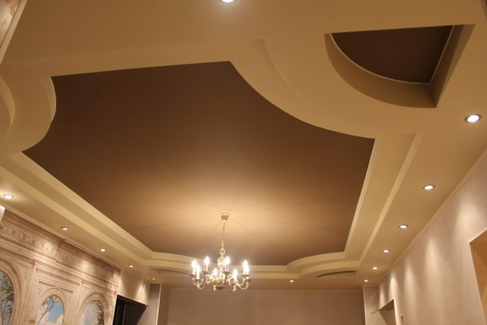 Construção em gesso cartonado com tecido elástico fosco tecido