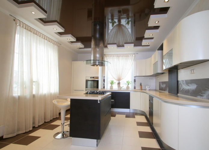 Construção em gesso cartonado com teto falso na cozinha