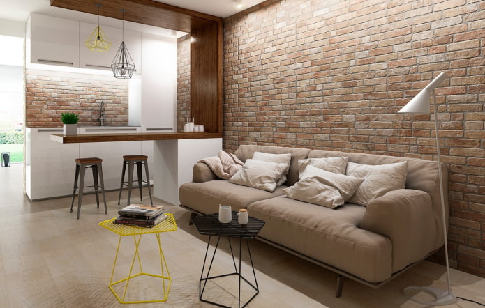 telhas de tijolo de gesso no interior