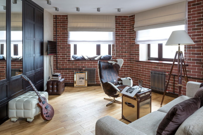 ladrilhos de gesso no interior em estilo loft