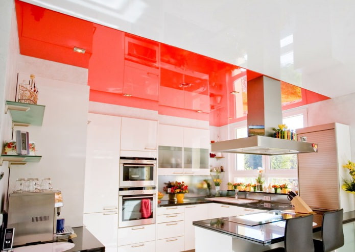 teto vermelho na cozinha